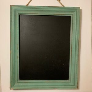Rustic Hanging Chalkboard 17x14” Jade Green Teal Frame